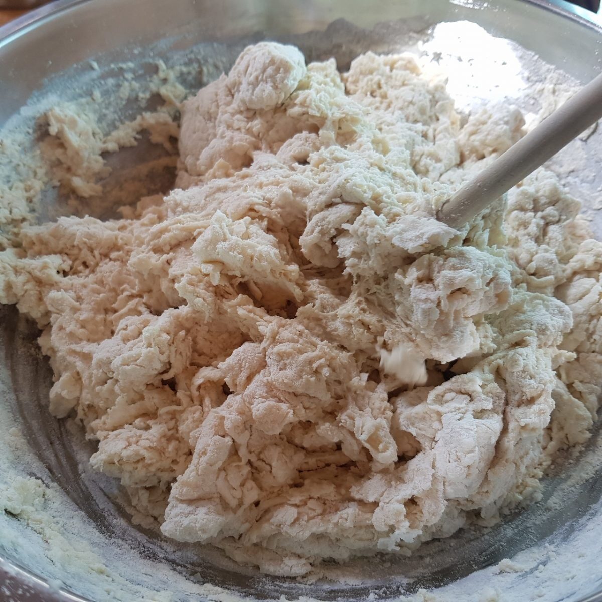 mix ingredients into a shaggy dough